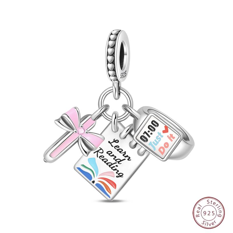 New Original Copper Beaded Bow Charm Blue Beads For Women Exquisite Diy Birthday Jewelry Gifts