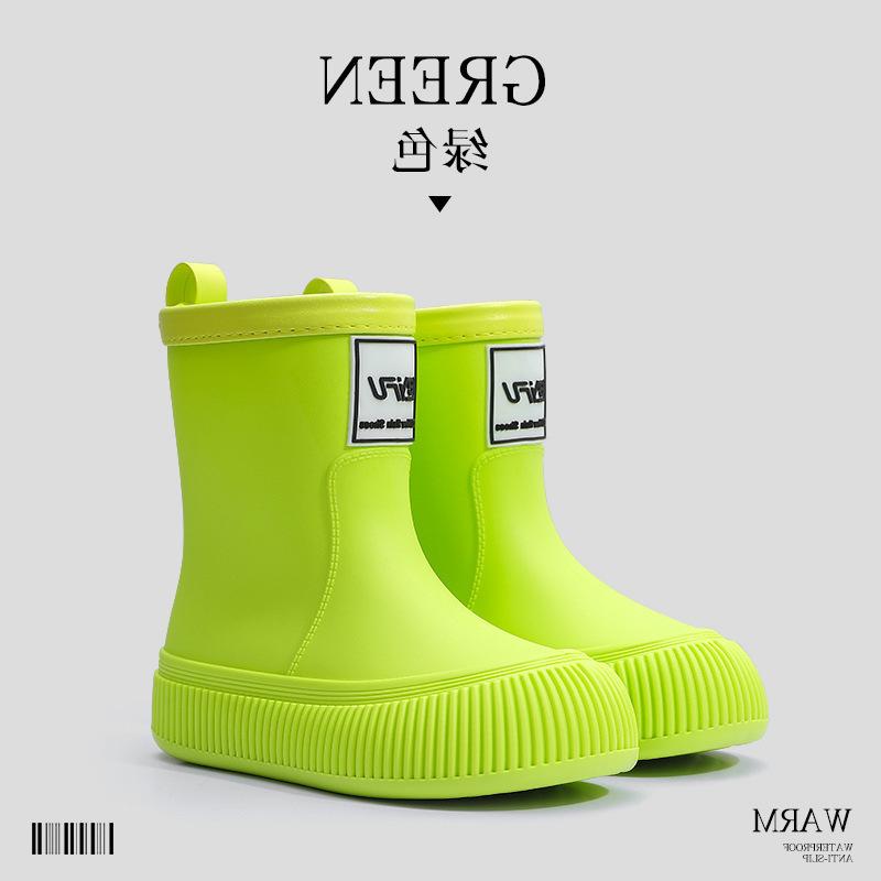 Women's Fashion Rain Boots: Non-Slip, Waterproof, Fleece-Lined, Mid-Calf Boots for Ladies & Kids - Perfect for Outdoor Wear.