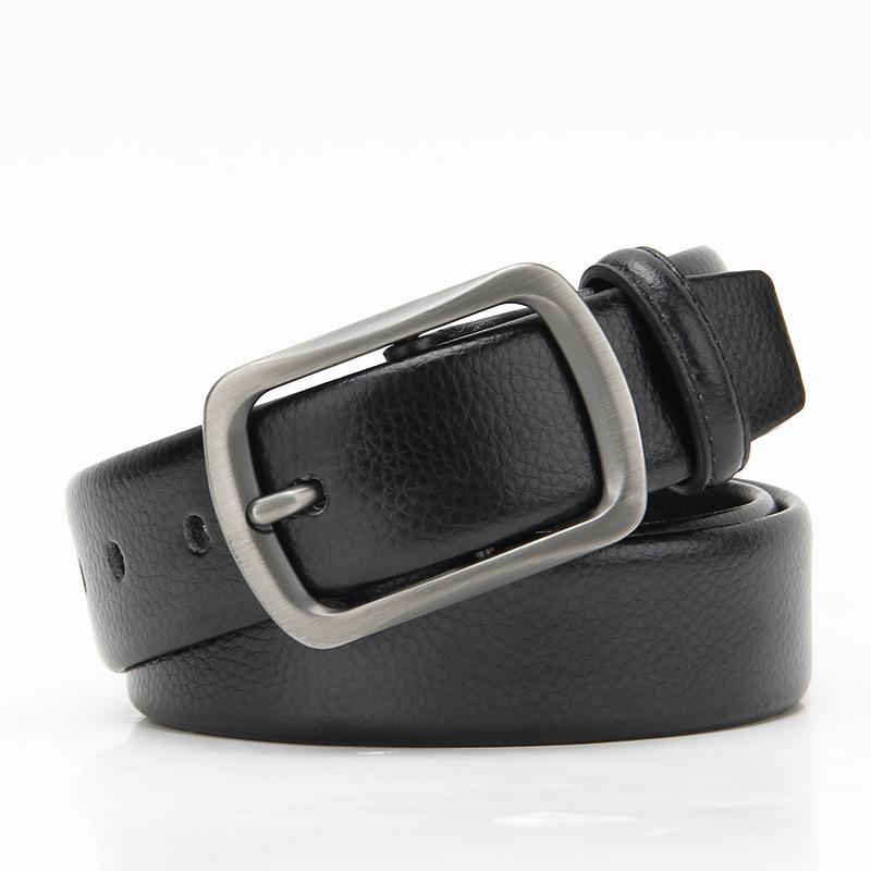 Mikrofaser-Dornschließen-Gürtel für Herren  Vielseitiger Freizeit-Rindsleder-Gürtel für Herren  Gürtel für Herren 110-130CM black