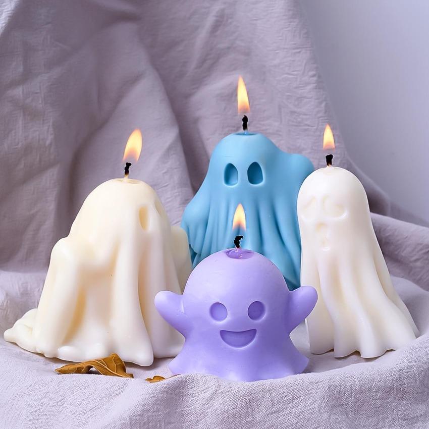 DIY Pumpkin Ghost Candle Mold Handmade Halloween Creative Cute Monster Gypsum Concrete Silicone Mold 3D Scented Crafts Ornaments