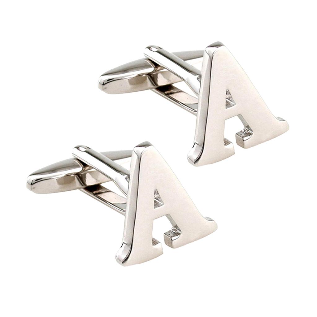 Mens Brass Initial Cufflinks Letter Business Shirt Cuff Links Wedding Gift A