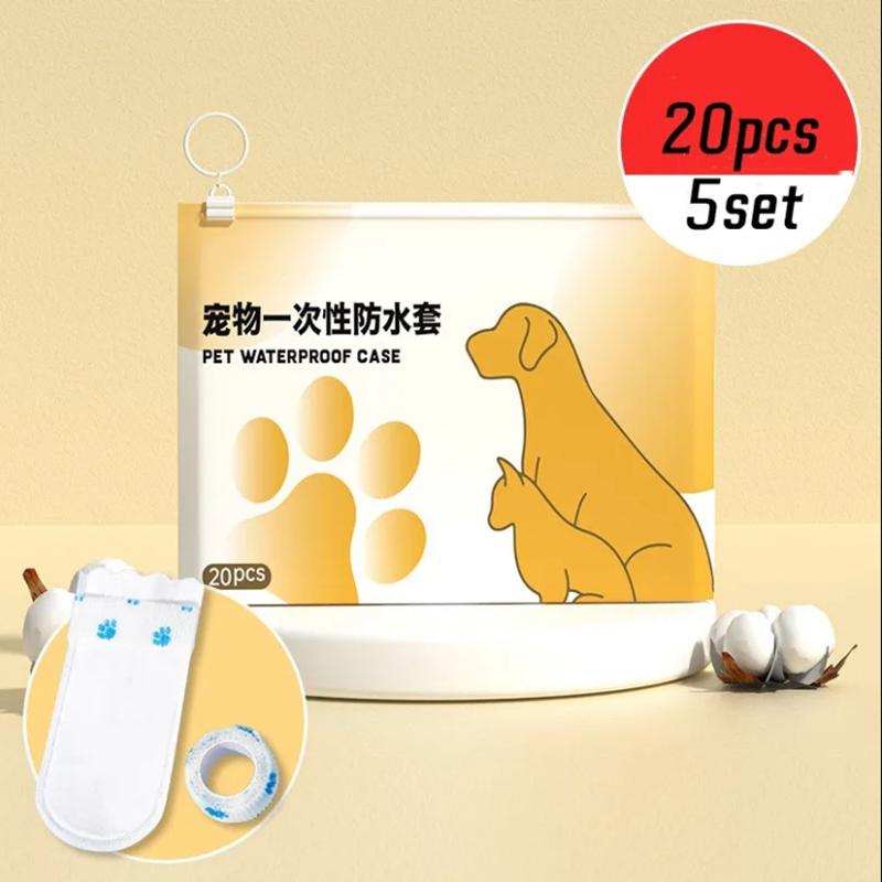 

20 шт. Одноразовые водонепроницаемые чехлы для обуви для питомцев из нетканого материала, чехлы для лап кошек и собак, грязезащитные носки-обувь, товары для питомцев S 17X5CM