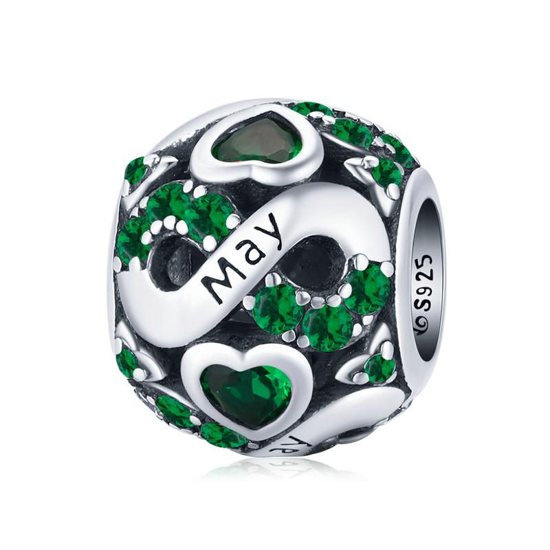 Bamoer 925 Sterling Silver Multi-color Zircon Infinite Love Birthstone Bead Charm for Original Bracelet Bangle Women Jewelry