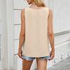 Sleeveless Tank Top for Women with Pleated Front and Keyhole Suitable for Casual Daily Wear