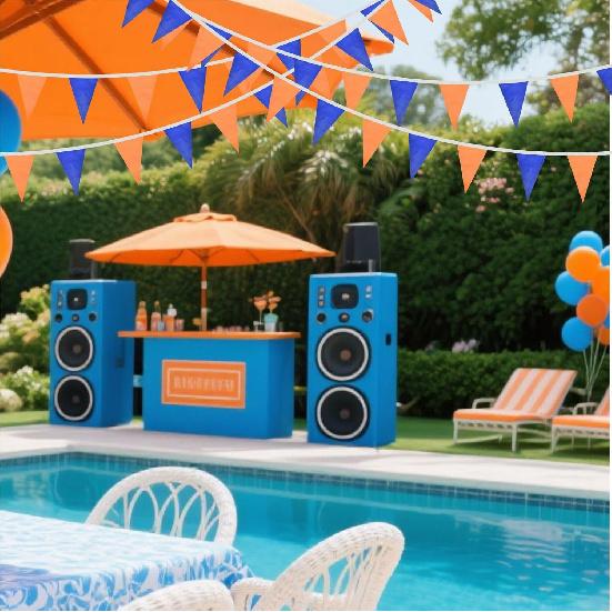 2 Pack Blue and Orange Pennant Banner Flags Dercoations for Birthday Graduation Classroom Party Supplies 66Feet 60Pcs