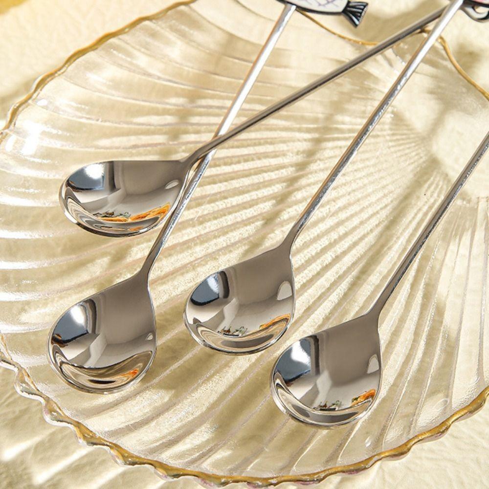 Japanese Korean Style Cartoon Cat Spoon Polished Honey Stirring Spoon New Dessert Spoon