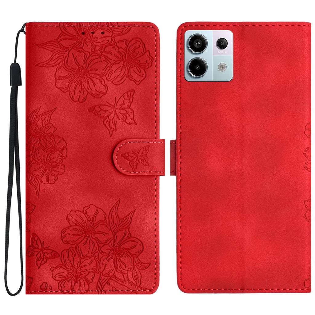 For Xiaomi Redmi Note 13 Pro 5G/Poco X6 5G Case Butterfly Flower Imprint Skin-Touch Leather Phone Cover