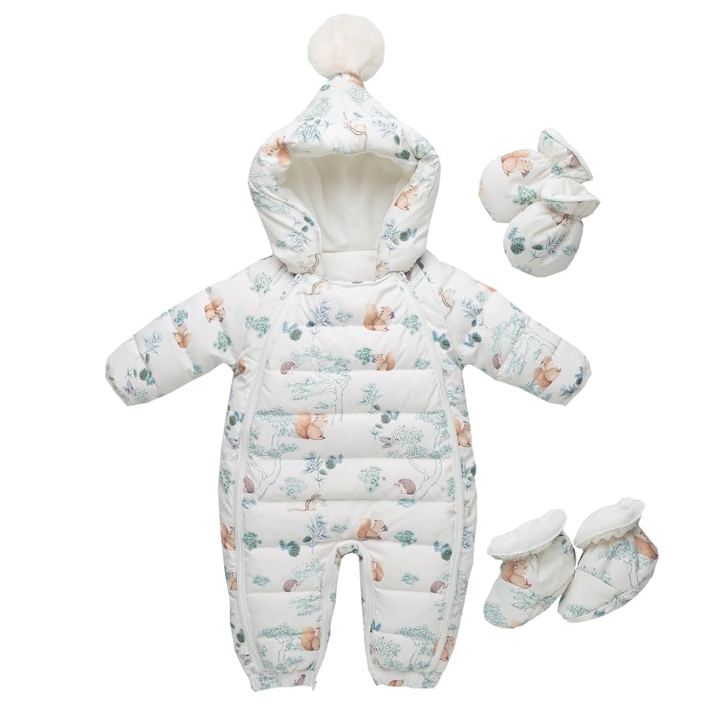 

Детское гнездышко Детская одежда Комбинезон Пуховик Куртка Комбинезон Медведь Длинный рукав Ромпер Пальто Защита от холода Осень Зима Мальчики Девочки Животное 73 Месяца 6-9