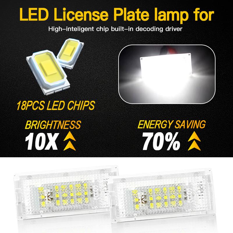 2PCS White 6000K LED Number License Plate Lights Lamps For BMW E46 4D 5D Touring 1998-2005 OEM# 51138236269/51138236854