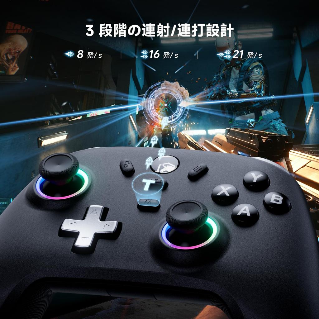 PC Controller with Charging Hall Effect RGB 1000Hz Polling Turbo Vibration 800mAh Compatible with and Dock, Wireless/Wired Connection, 2.4G Receiver,