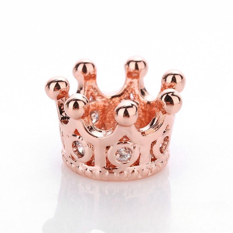 10 Pcs/lot Micro Inlaid Crown Spacer Charms Zircon Accessories Bracelet Hand Chain Necklace DIY Beads for Jewelry Making