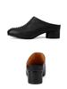 Johnature Ciabatte Moda in Vera Pelle con Tacco Grosso Punta Tonda Comode Suola Morbida Scarpe Slip-on da Donna