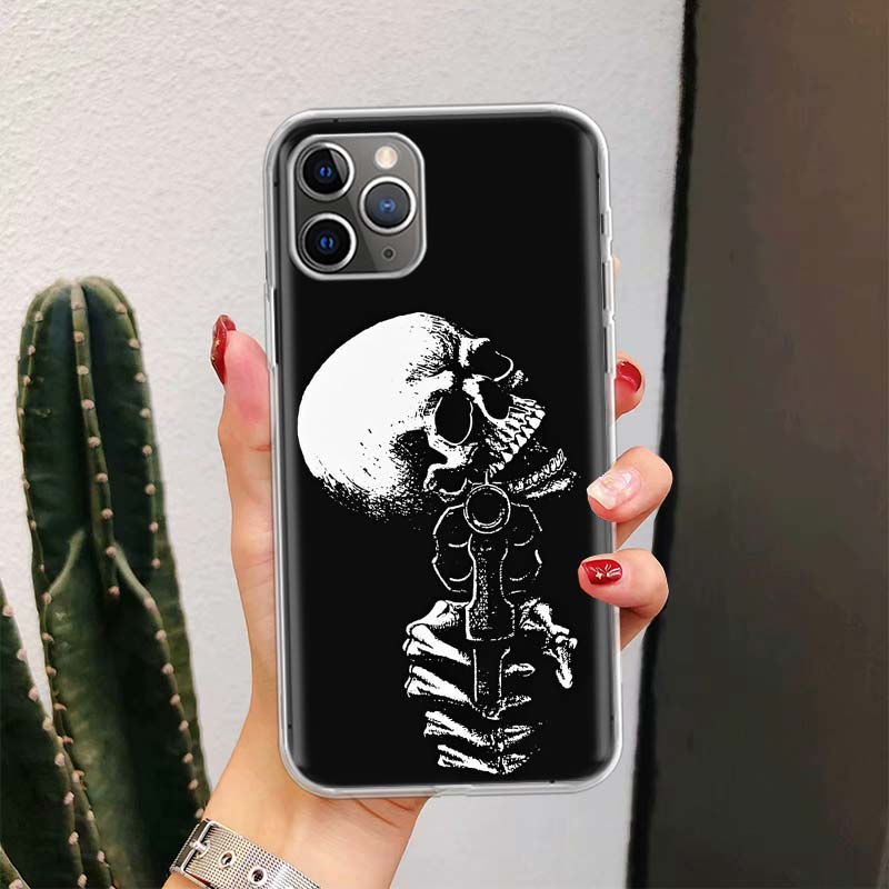 Spooky Skull Funny Dance Skeleton For iPhone 17 Air 16 15 14 Plus 13 Mini 12 11 Pro Max Phone Case 16E 7 Print 8 SE Fundas Cover