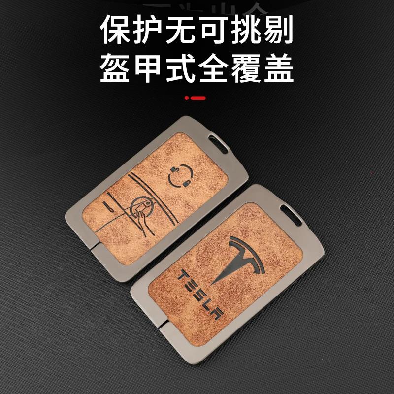 Car Sticker 2025 New Tesla Metal Car NFC Card Key Case Cover Key Bag Shell Holder Protector For Tesla Model 3 Model Y 2020 Keych