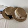 Retro beach flat top sunscreen straw hat travel British sun hat casual men's and women's top hats summer versatile