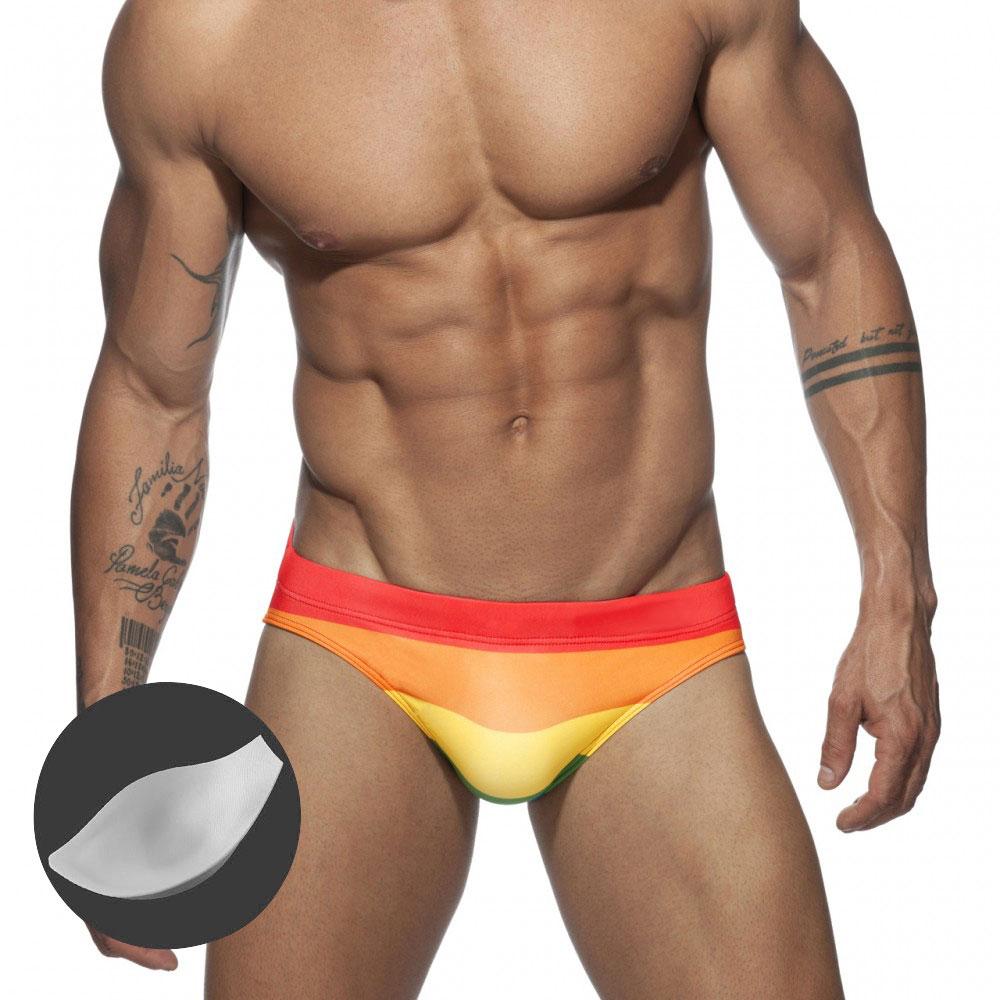 Men's Fashion Pride Day Swimming Briefs Low Waist Plus Size Summer Beach Wear