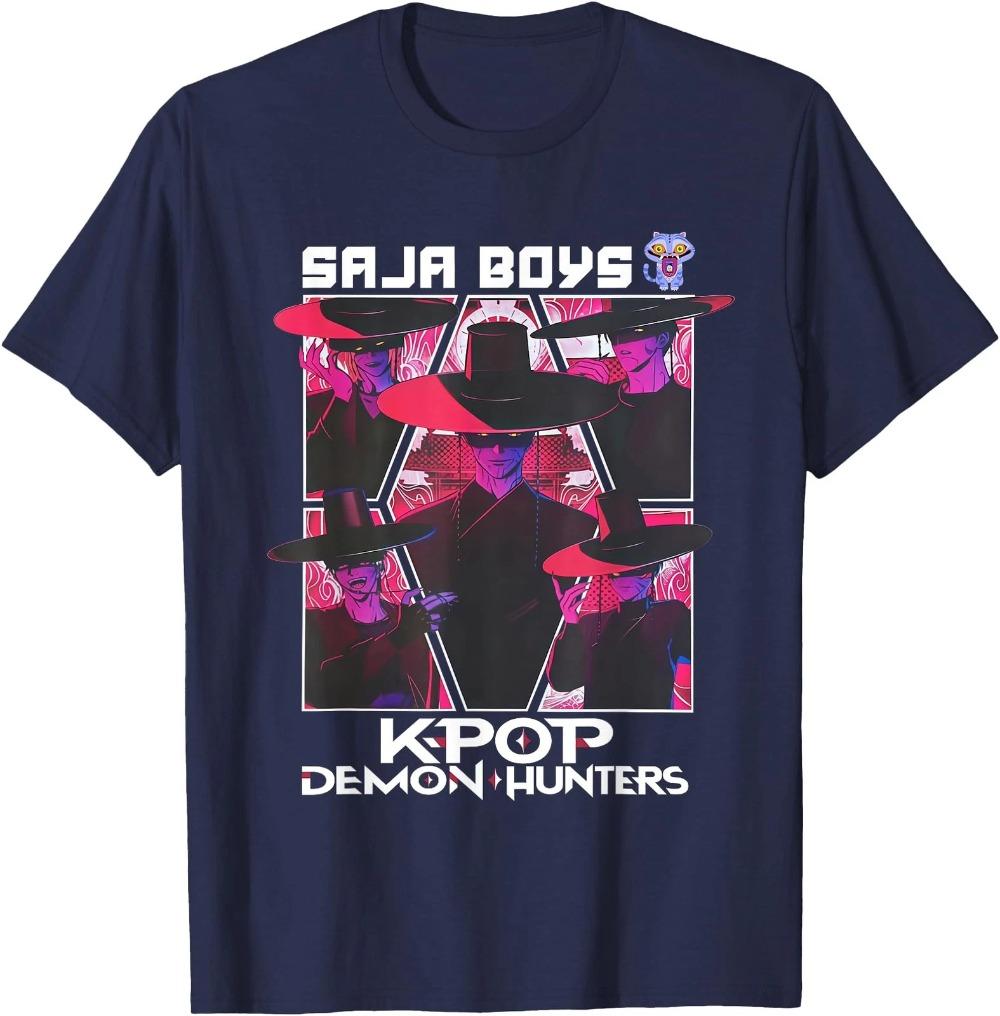 Kpop Demon Hunters T-shirt K-pop Saja Boys Team Licensed T-shirt Clothing Short Sleeve Men Women All-season