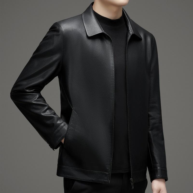 Genuine Leather Jacket for Men In Autumn and Winter, Plush Leather Jacket, Men's Lapel Casual Jacket, Daddy Sheepskin Top