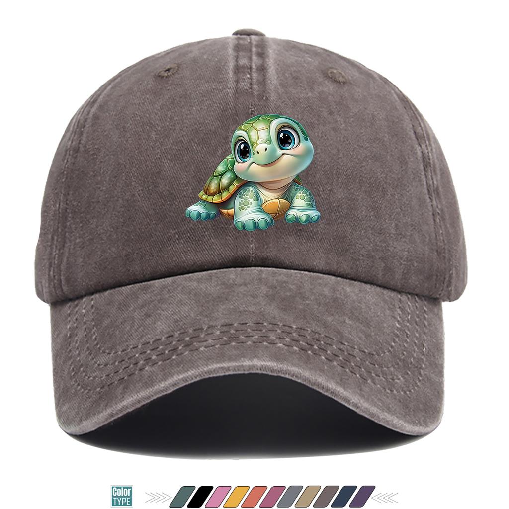 Pc Cartoon Cute Turtle Print Baseball Cap Comfortable Breathable Duckbill Hat Fashionable Cute AgeReducing Design Unisex Ad