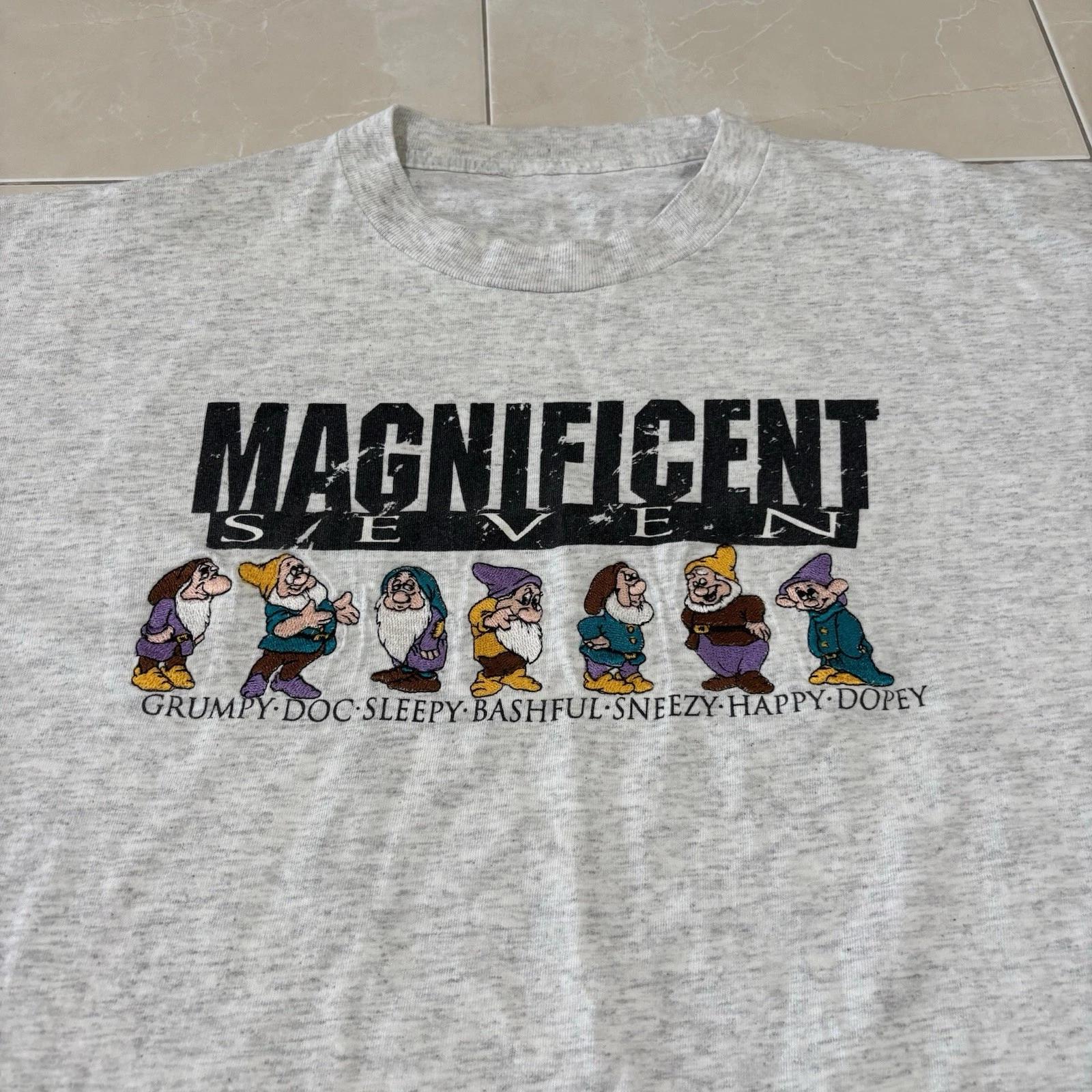 

Vintage Disney Snow White 7 Dwarves T Shirt Gray Men’s 2XL 90s Funny Cartoon Tee M