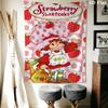Erdbeer-Shortcake Wandbehang Bedruckter Stoffdecke Dekorative Wandteppiche für Schlafzimmer Wohnzimmer Heimdekoration
