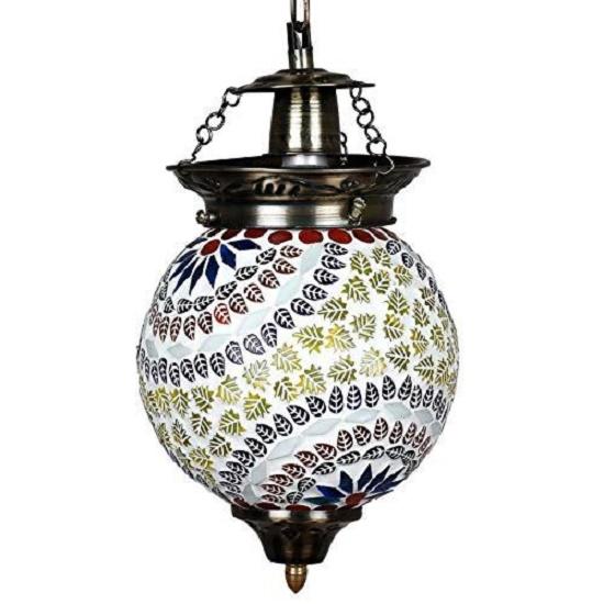 Handcrafted Multicolour Mosaic Glass Hanging Lamp(Multicolur, Bulb Not Included); Made In India