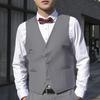 Men Suit Waistcoat V-neck Sleeveless Single Breasted Suit Vest with Pockets Solid Color Ergonomic Tailoring Waistcoat