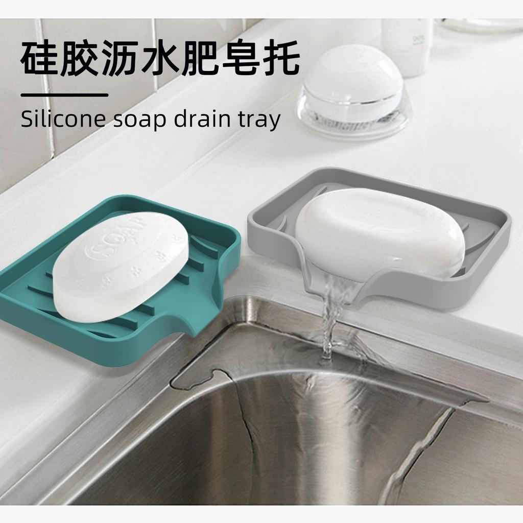 Sink Silicone Tray With drain Soap Sponge Storage Holder Countertop Sink Scrubber Brush Soap Storage Rack Kitchen Organizer