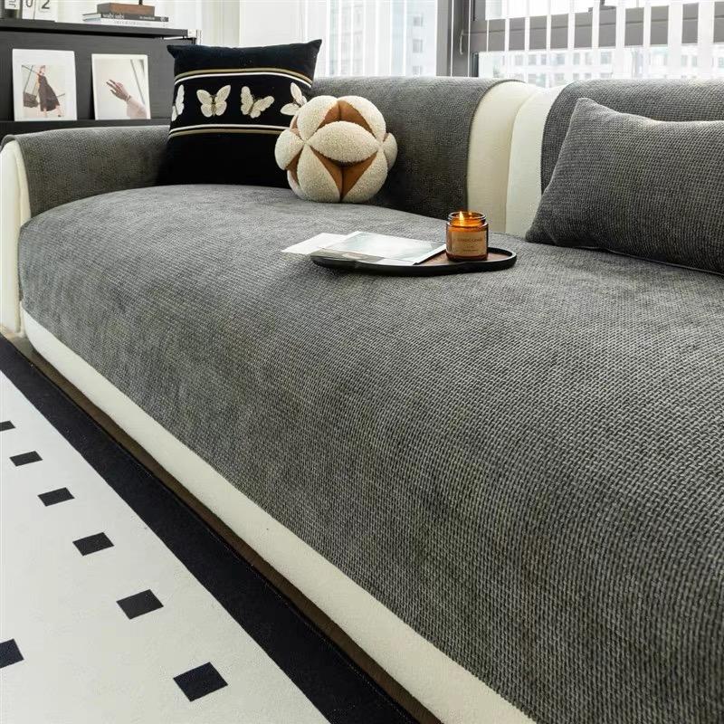 Einfache einfarbige Webung Gewebtes Muster Rutschfeste Sofadecke für alle Jahreszeiten Wohnzimmer 1/2/3/4 Möbeldekoration Sofasitzbezug 70*70cm
