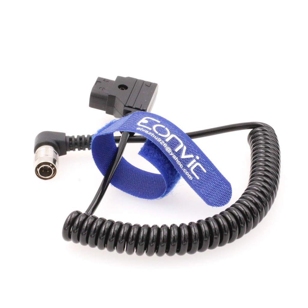 Hirose 4Pin Male To Anton Bauer D-Tap for Zoom F8 Sound Devices 633/644/688 (Right Angle 4pin Coiled Cable)