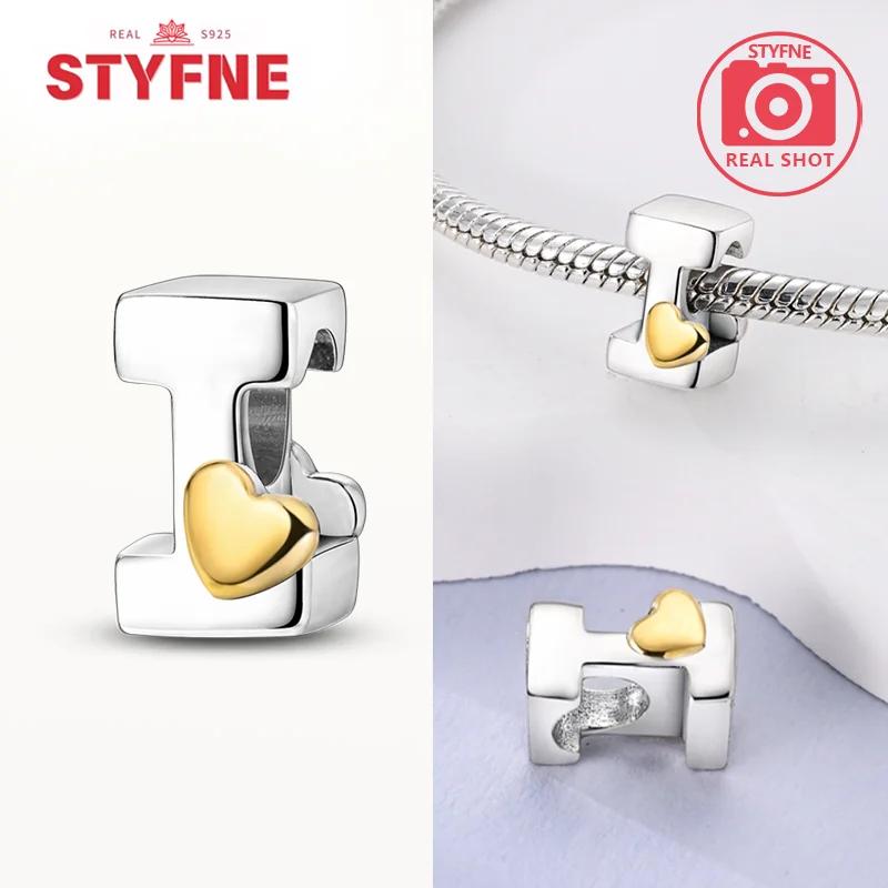 Silver 925 26 Alphabet Letters Charm Heart Love Bead for Charms Bracelets for Women DIY Fine Jewelry Gifts