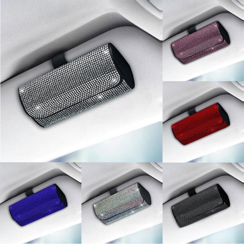 Portable Bling Car Glasses Case Anti-pressure Hard Shell Sunglasses Case Rhinestone Eye Glasses Case Car Assessoires