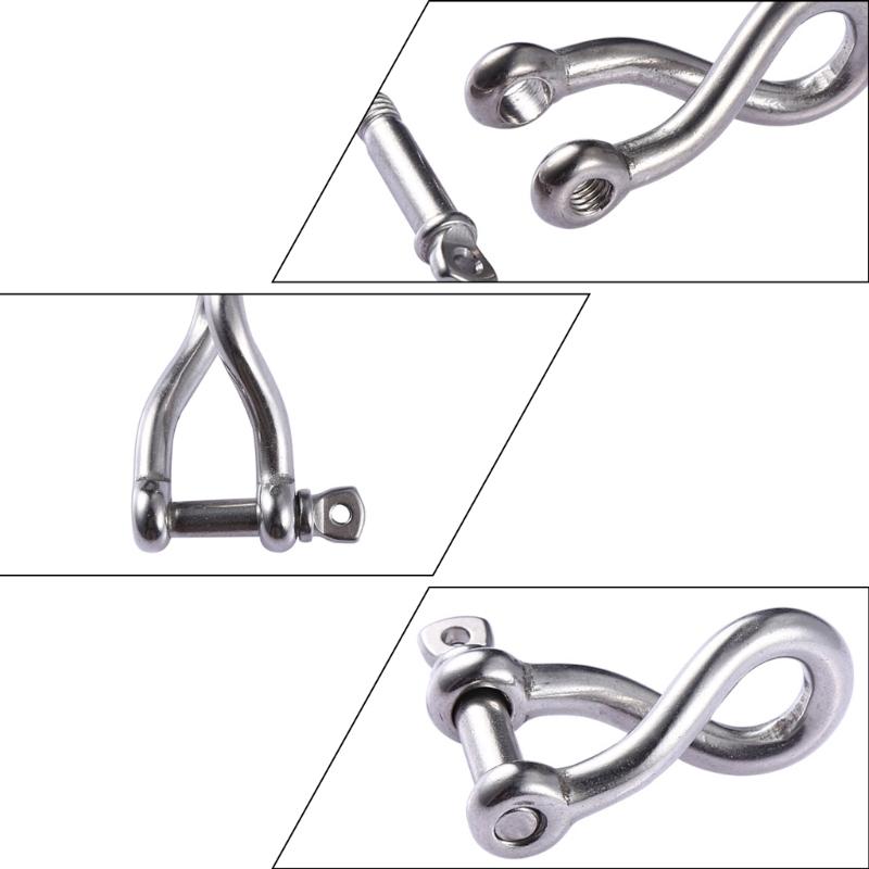 Stainless Steel Screw Pin Twisted Shackle Heavy Duty Shackles Marine Riggings Accessories for Connecting Chain and Rope