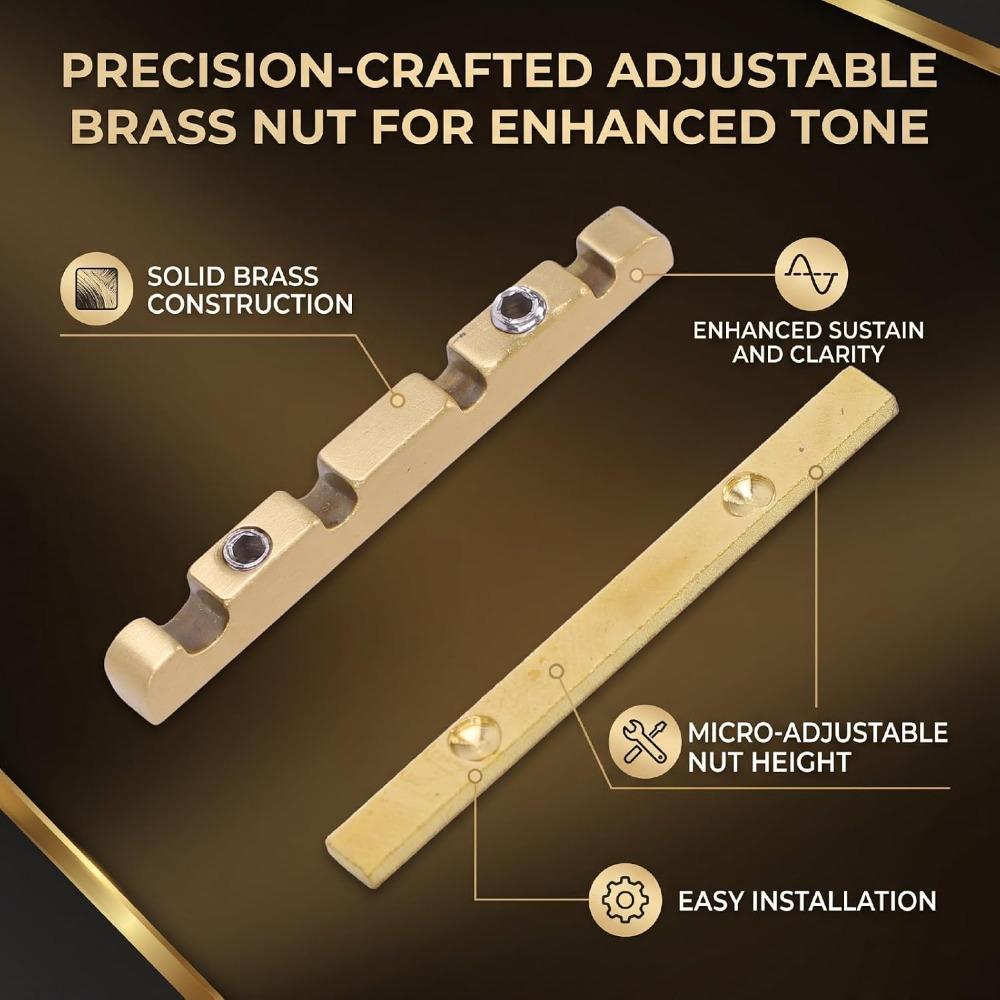Golden Bass Guitar Nut 38mm Replacement Parts Premium Pre-Slotted Nut  Bass Guitar