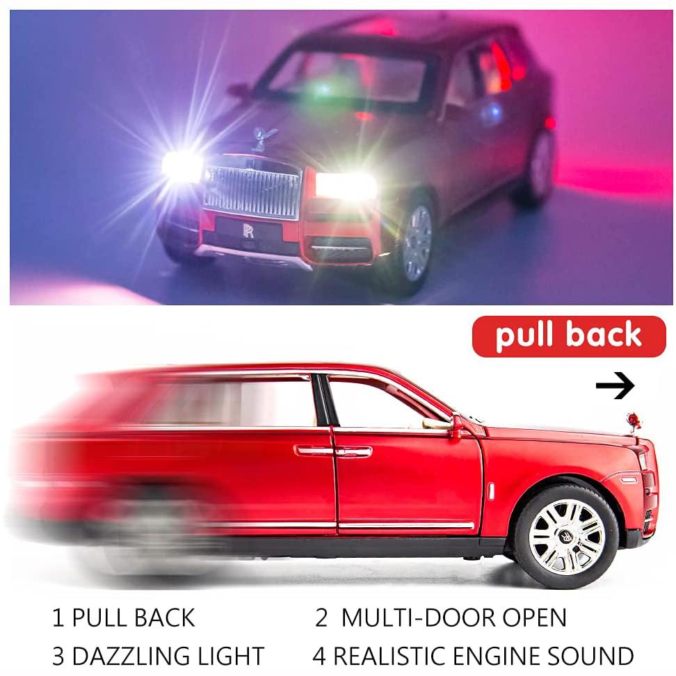 1/24 Scale Rolls Cullinan SUV Model autíčka, zinková slitina stahovací autíčko se zvukem a světlem pro děti Kluk Dívka Dárek