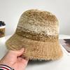 Rainbow Striped Bucket Hat Women's Fashion Thickened Plush Hat Autumn and Winter Outdoor Basin Hat