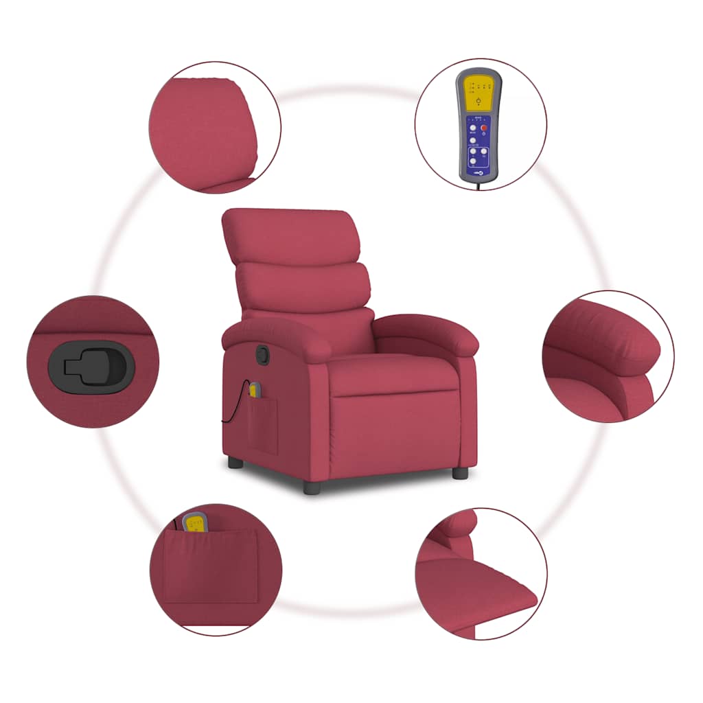 Massage Chair Wine Red Fabric