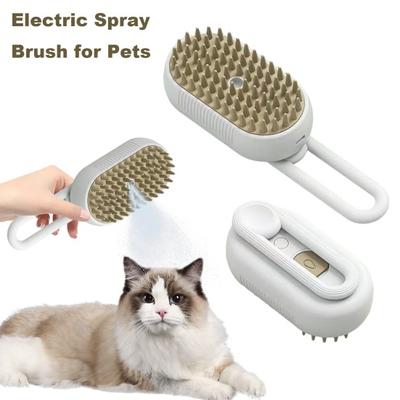 3 In 1 Pet Steam Brush USB Rechargeable Grooming Brush Self Cleaning Spray Cat Comb Pet Hair Detangler Massage Brush