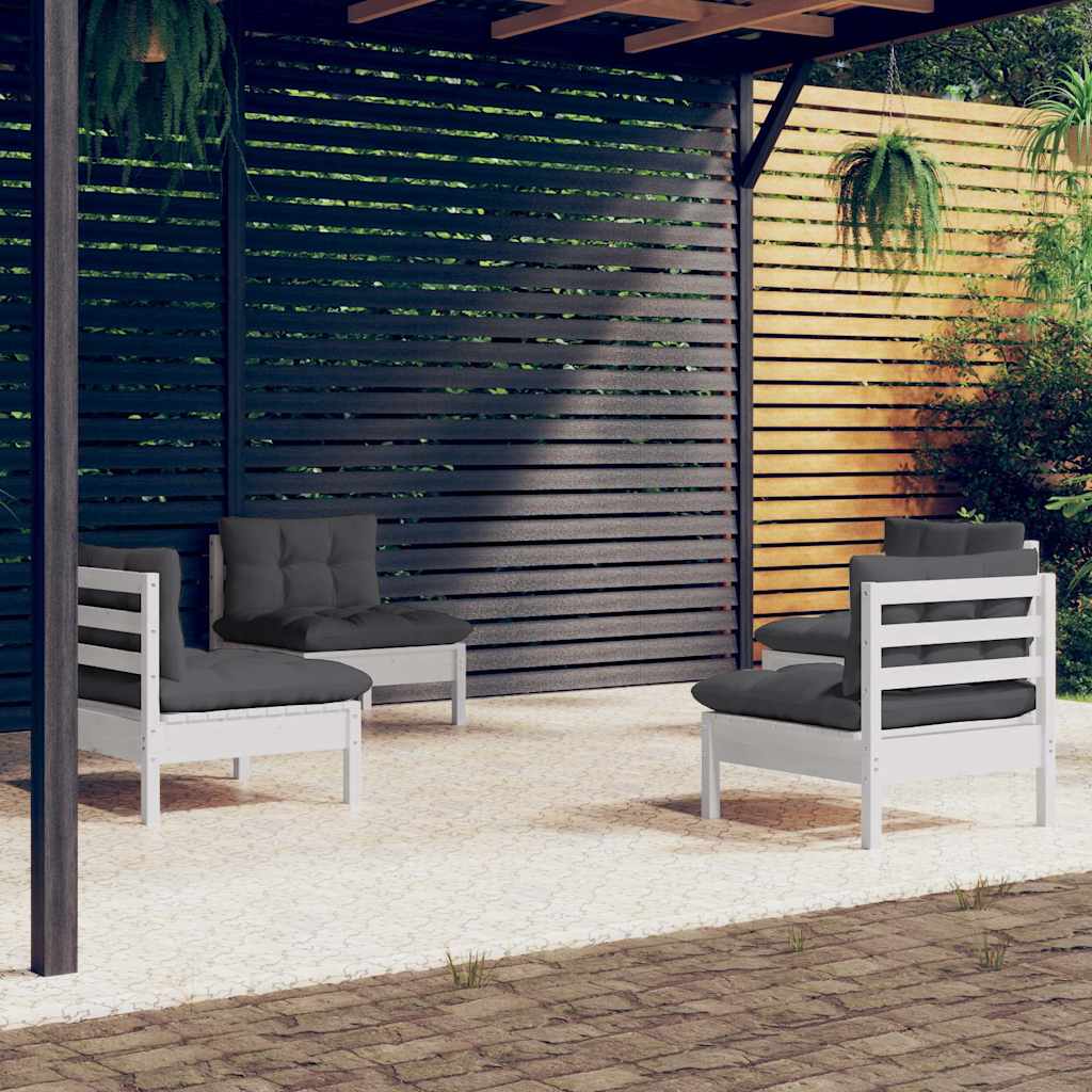 vidaXL 4-part. Garden Lounge Set with Anthracite Cushions Pine Wood