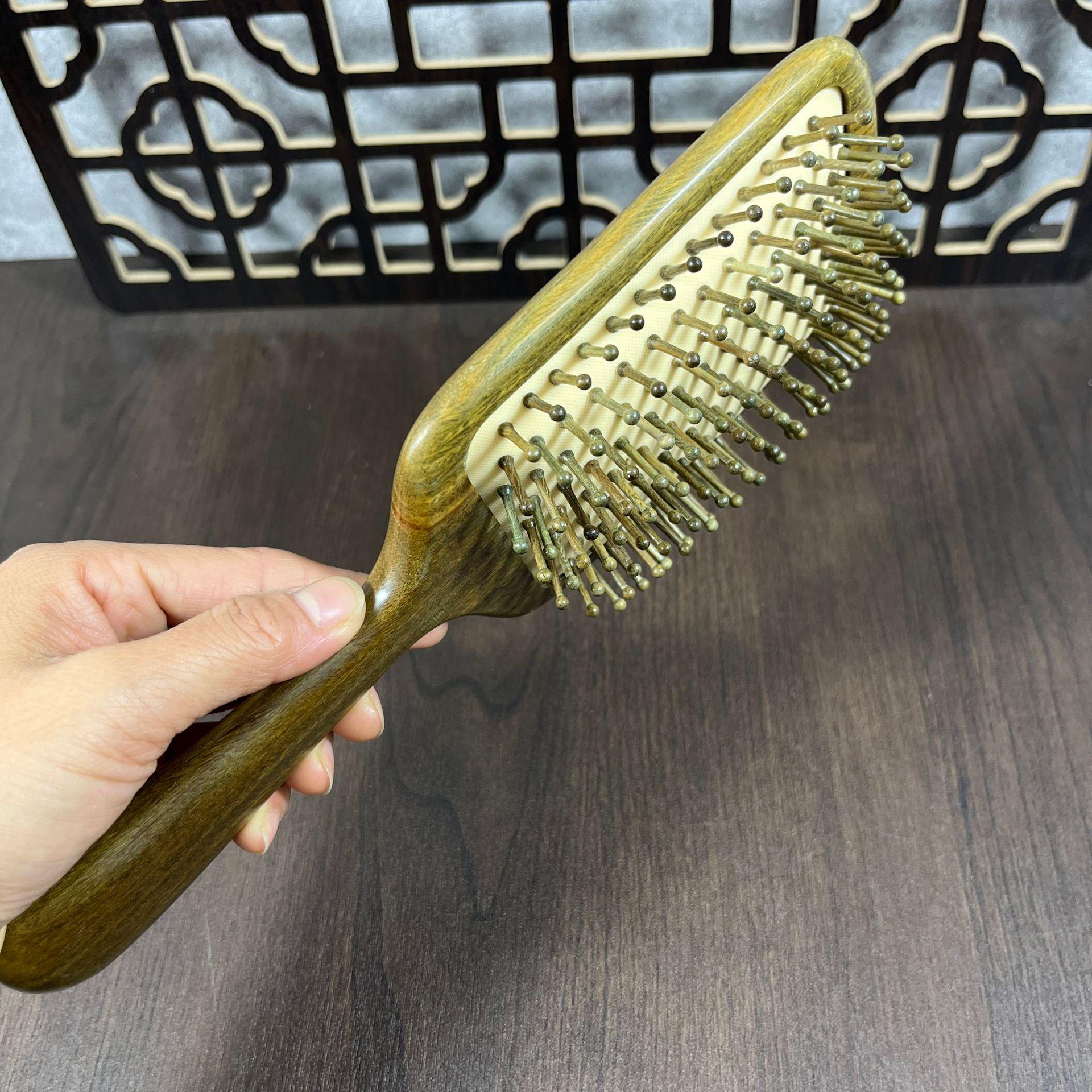 Green Sandalwood Scalp Massage Air Cushion Comb - Wooden Meridian Household Comb