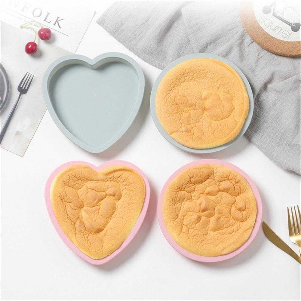 New 4Pcs/set 6 Inches Silicone Small Plate Cake Mold Round Heart-shaped Layered Baking Tray Silicone Mol
