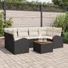 VidaXL 7-Piece Garden Sofa Set with Cushions Black Poly Rattan Acacia 3356199