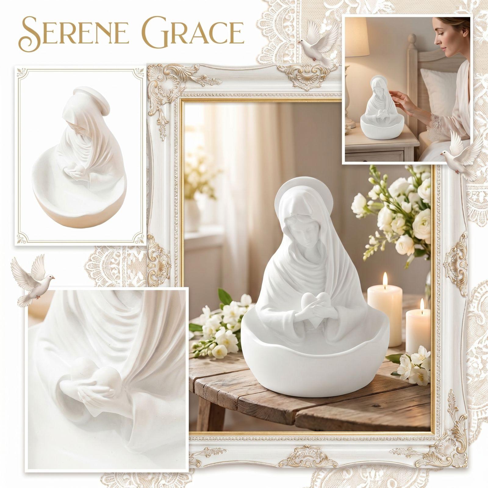 

Mary Statue Jewelry Holder, Ceramic Rosary & Trinket Dish, Religious Decorative Bowl For Home & Church One Size