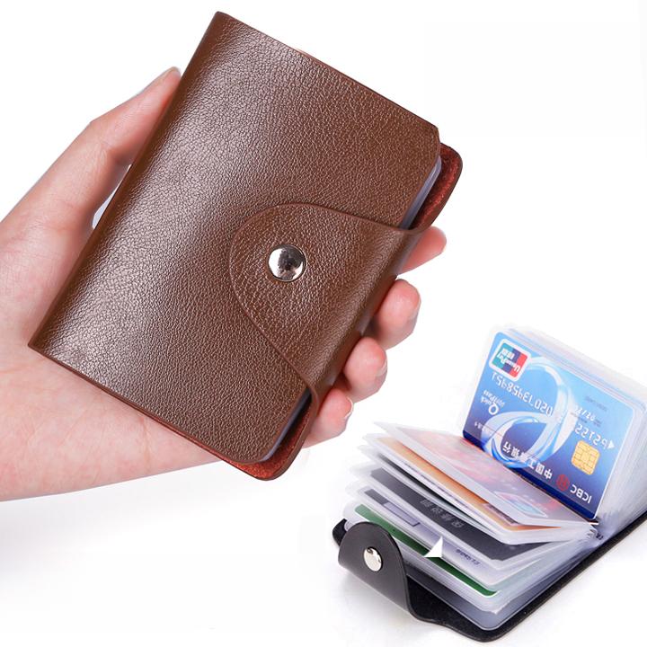 Premium Faux Leather Business Card Holder Wallet with 20 Card Slots, Waterproof, Snap Closure - Ideal for Bank Cards, Credit Cards, IDs, Card Bag