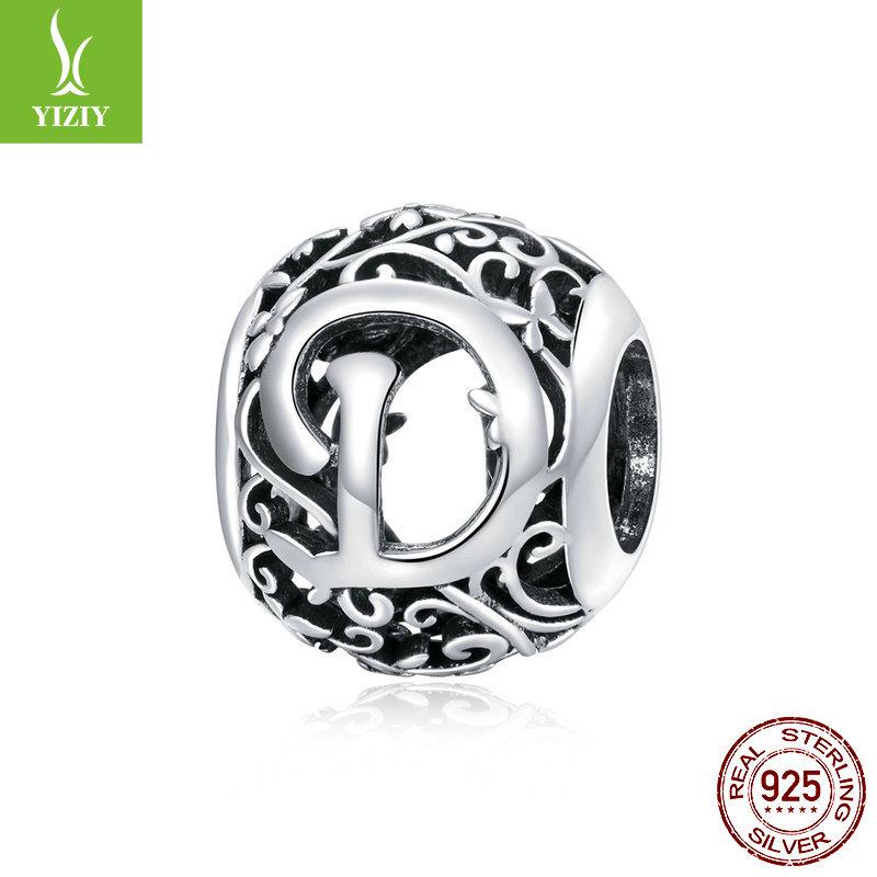 

Бусины-алфавит из стерлингового серебра с лесным узором - Аксессуары для изготовления украшений своими руками (S925SCC1444) Sterling Silver