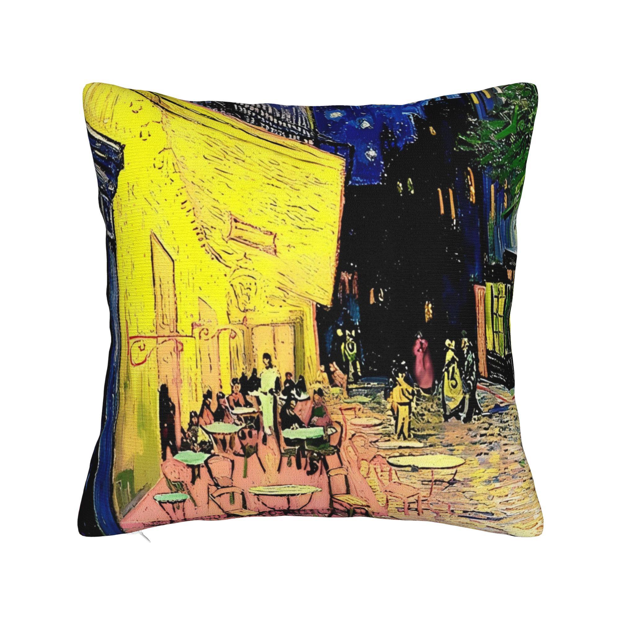 Van Gogh Collage Oil Painting Square Pillow Covers Polyester Home Starry Sky Cushion Case Cool Decorative Pillowcase 45*45 40x40cm