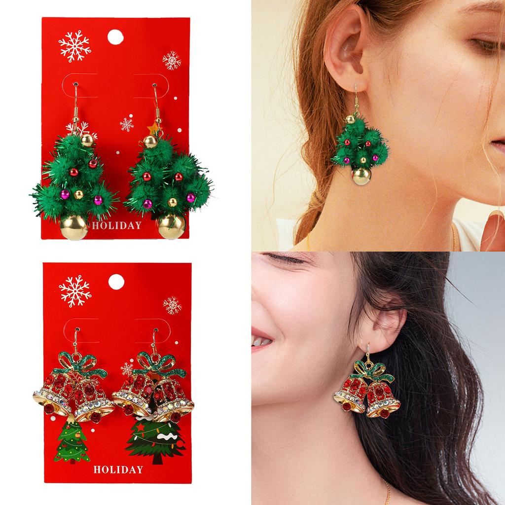 Fashionable Christmas Shaped Dangle Earrings for Women High Polish Alloy with Sturdy Designs Posts Jewelry Accessory