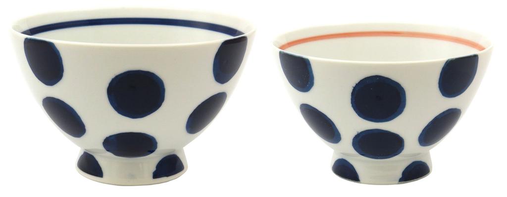 Hasami Ware Tenryu Pottery Polka Dot Rice Bowl Pair