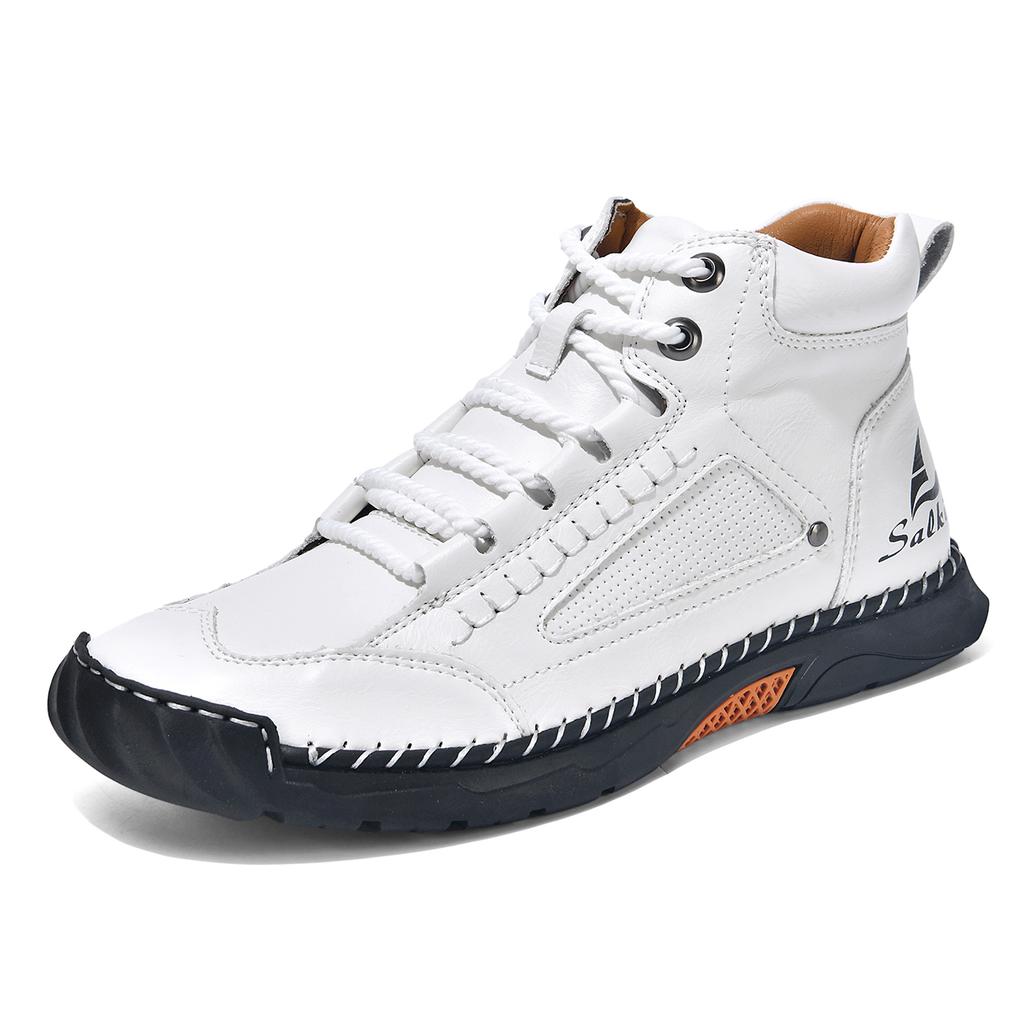 Handmand Casual Leather Shoes Outdoor Men Boots Autumn Retro Breathable Casual Shoes Lace Up Blue Ankle Boots Winter Autumn