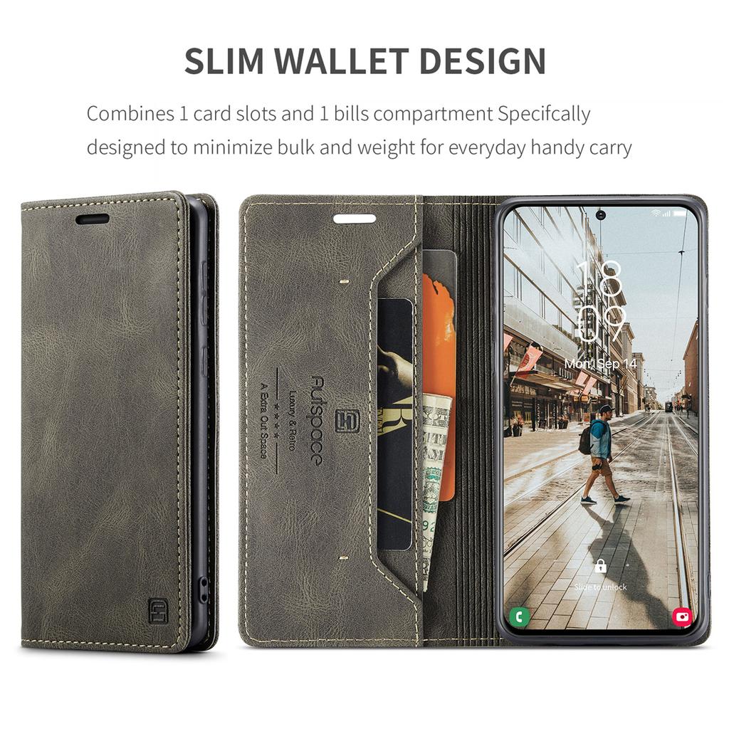 Premium Vintage Leather Wallet Case for Samsung Galaxy S21 FE- Flip Cover with Card Slots, Shockproof Retro Style (4 Colors)